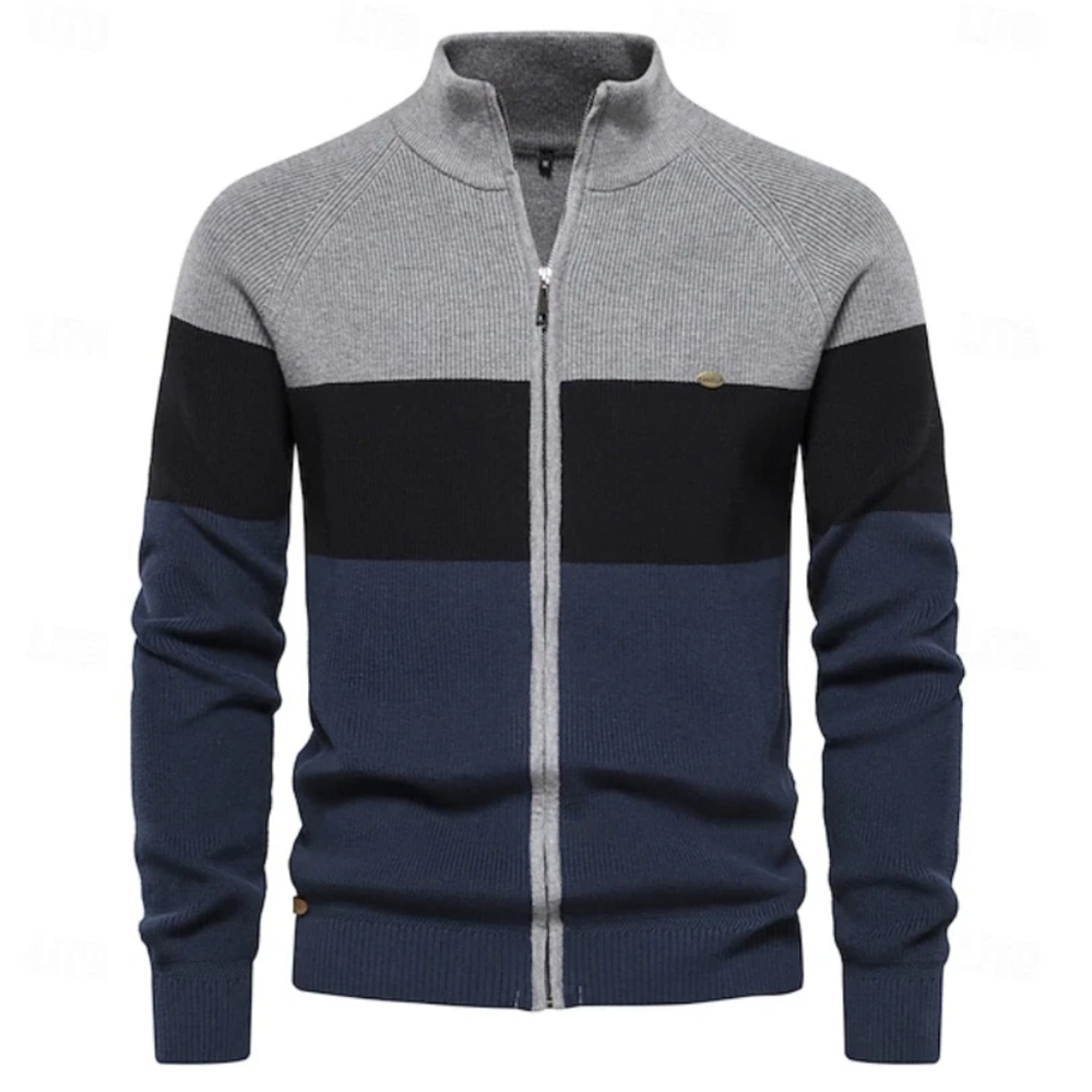 Ador Men's Cardigan‎ Sweaters Full Zip Up XXL Knit Patchwork Color Block